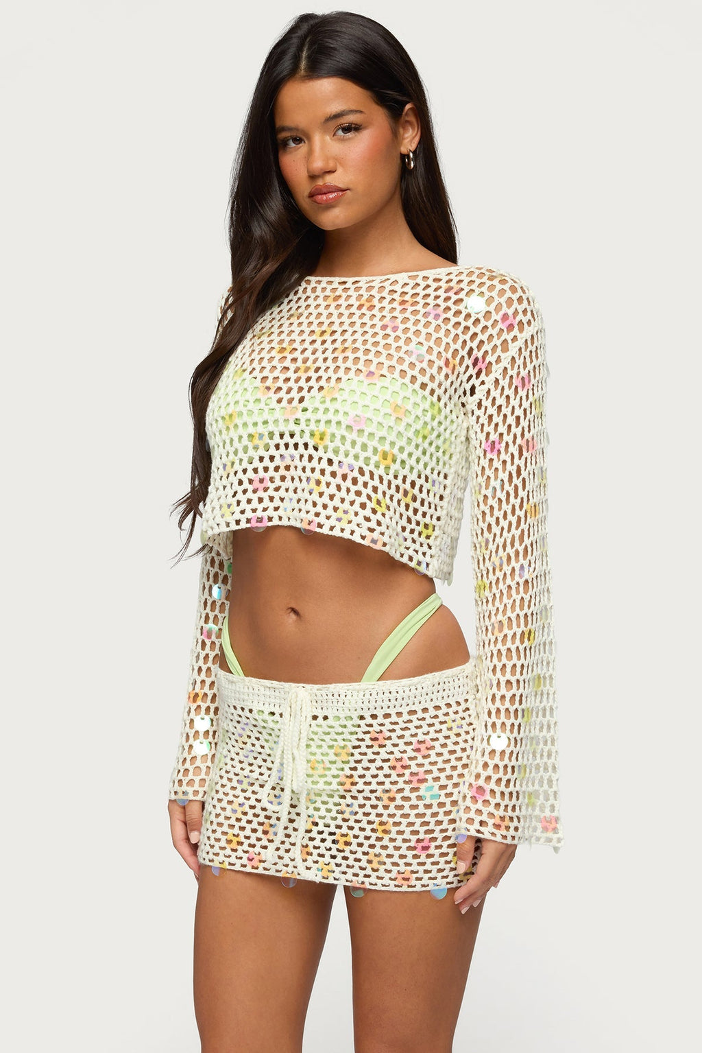 Kirah Sequin Crochet Top